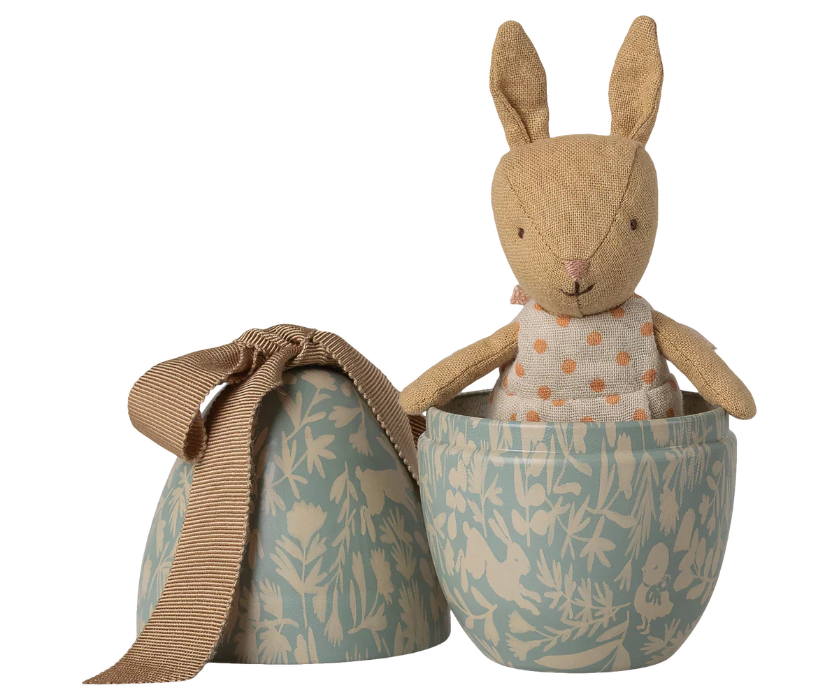 Maileg Easter egg with micro rabbit, Small - Dusty Blue *PRE-ORDER*