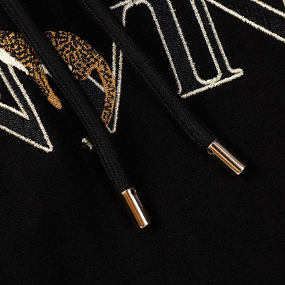 Lanvin Logo Embroidered Cotton Hooded Sweatshirt