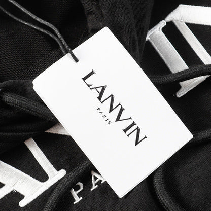 Lanvin Logo Embroidered Cotton Hooded Sweatshirt