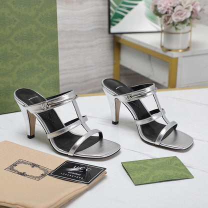 GUCCI SLIM HORSEBIT SLIDE SANDAL SILVER