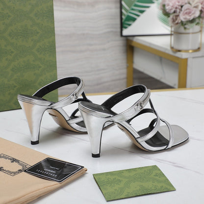 GUCCI SLIM HORSEBIT SLIDE SANDAL SILVER