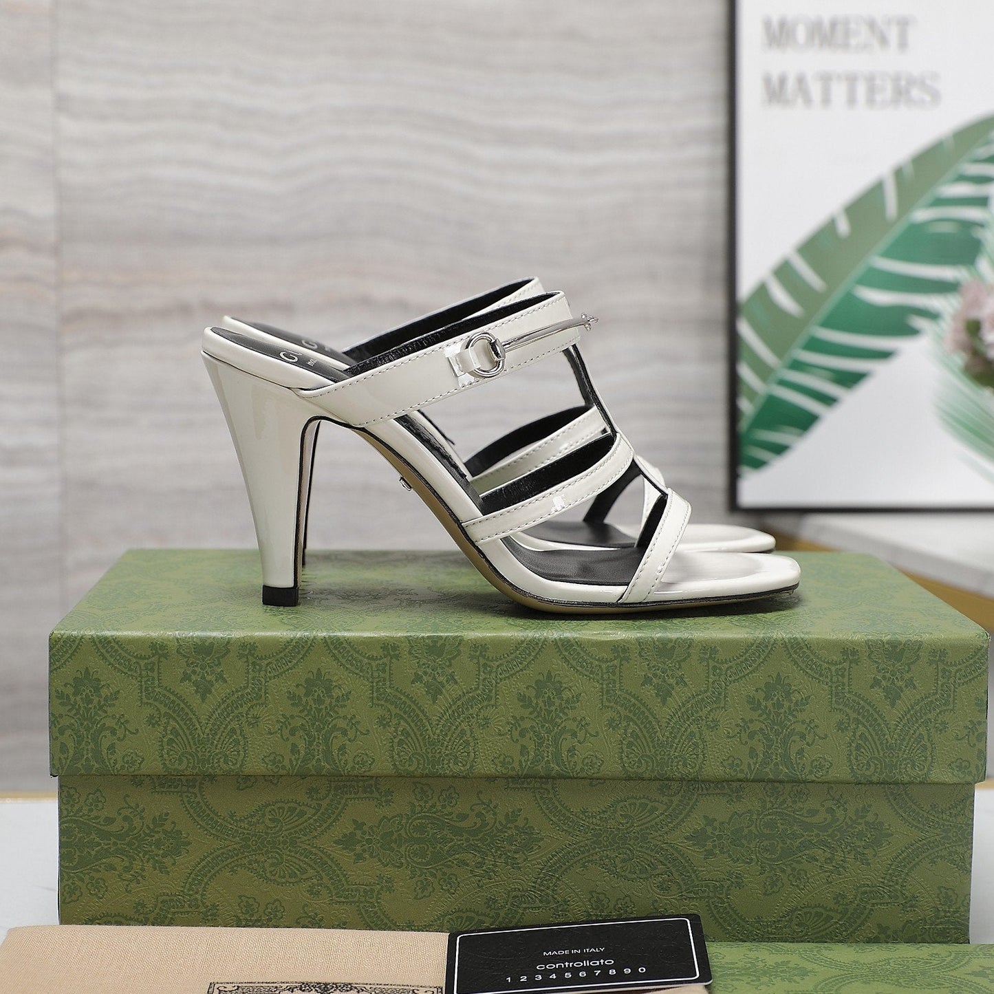 GUCCI SLIM HORSEBIT SLIDE SANDAL WHITE