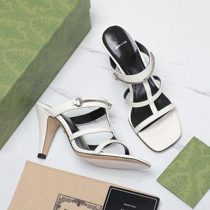 GUCCI SLIM HORSEBIT SLIDE SANDAL WHITE