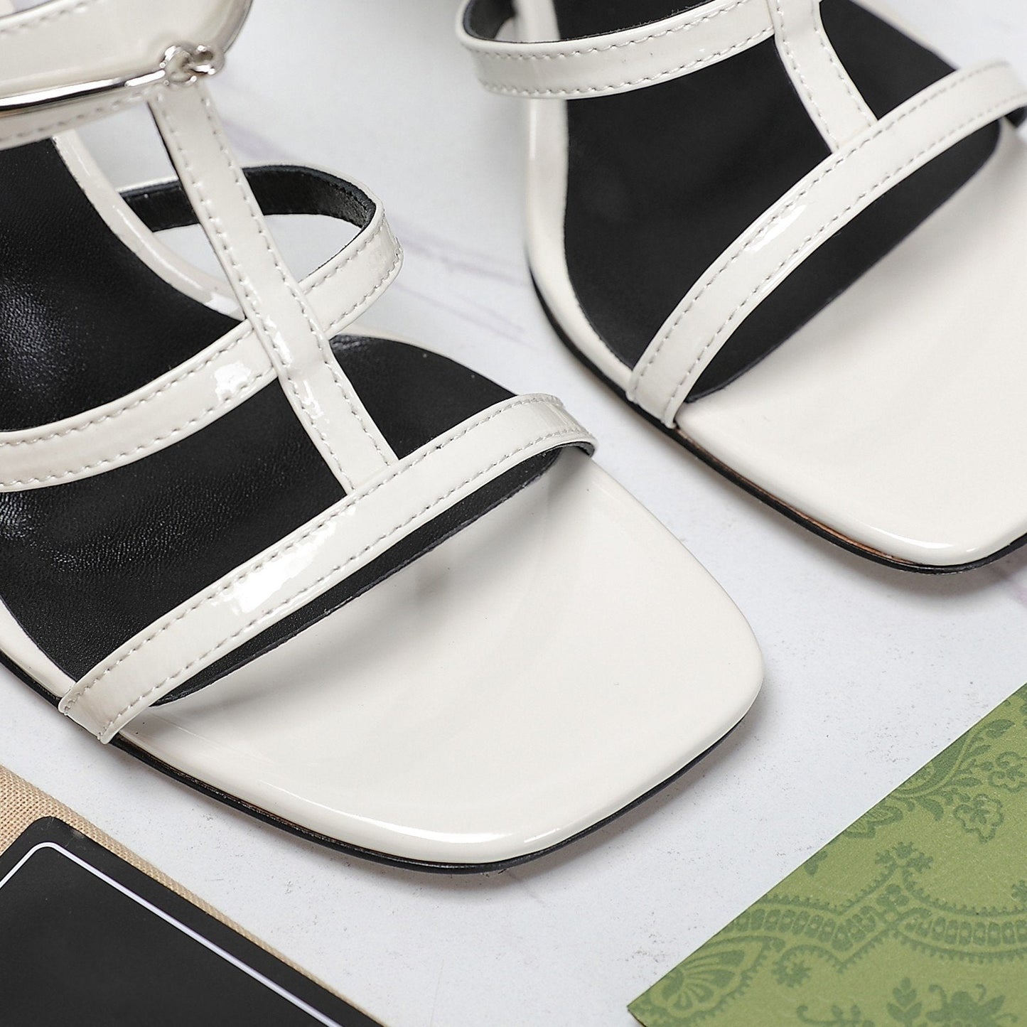 GUCCI SLIM HORSEBIT SLIDE SANDAL WHITE