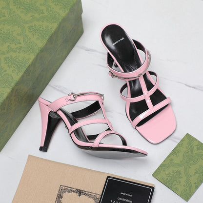 GUCCI SLIM HORSEBIT SLIDE SANDAL PINK