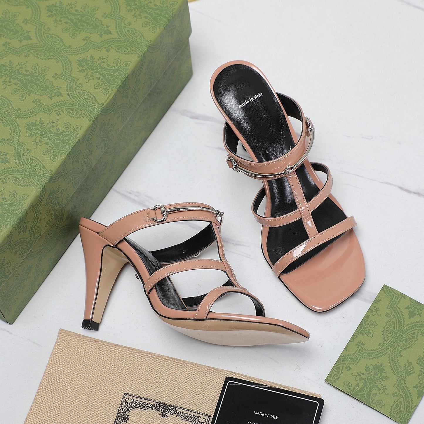GUCCI SLIM HORSEBIT SLIDE SANDAL PALE BROWN