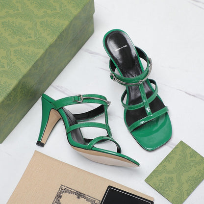 GUCCI SLIM HORSEBIT SLIDE SANDAL GREEN