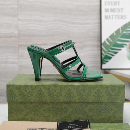 GUCCI SLIM HORSEBIT SLIDE SANDAL GREEN