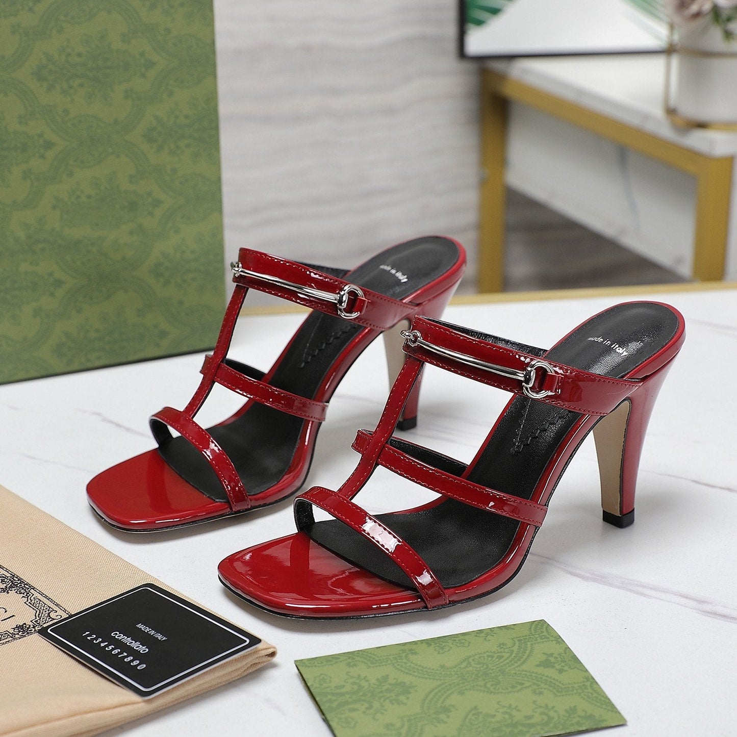 GUCCI SLIM HORSEBIT SLIDE SANDAL RED