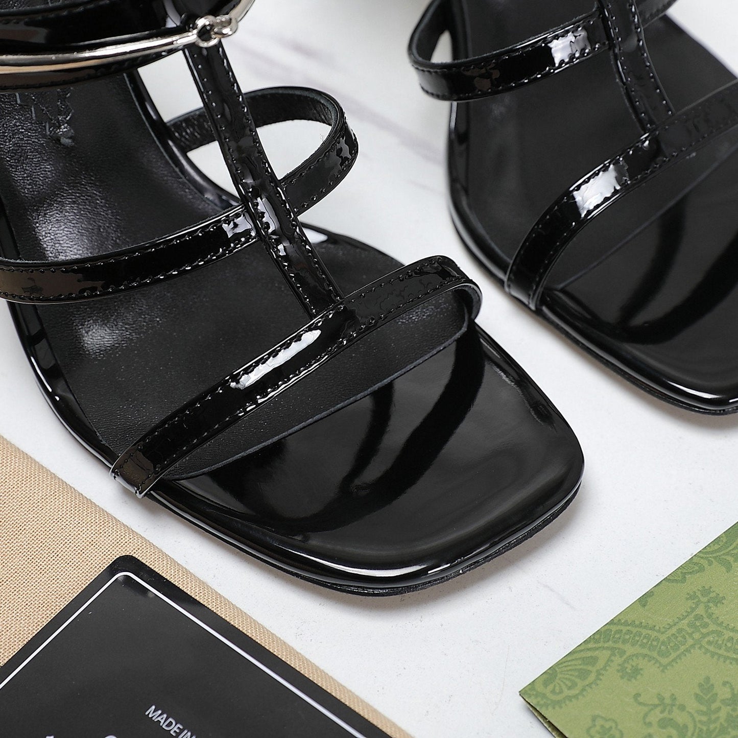GUCCI SLIM HORSEBIT SLIDE SANDAL BLACK