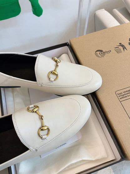 GUCCI LOAFERS MULES WHITE