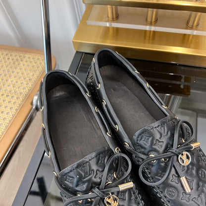 LOUIS VUITTON LV GLORIA FLAT LOAFER LOGO STAMPING BLACK