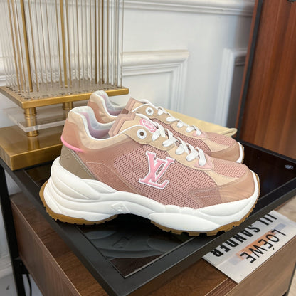 LOUIS VUITTON LV RUN 55 SNEAKER PINK BROWN
