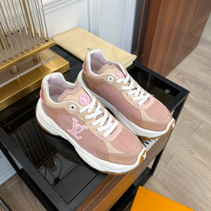 LOUIS VUITTON LV RUN 55 SNEAKER PINK BROWN