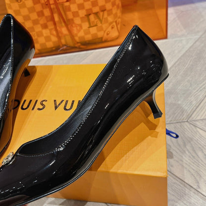 LOUIS VUITTON LV SINGLE LOW HEEL PUMP SHINY BLACK