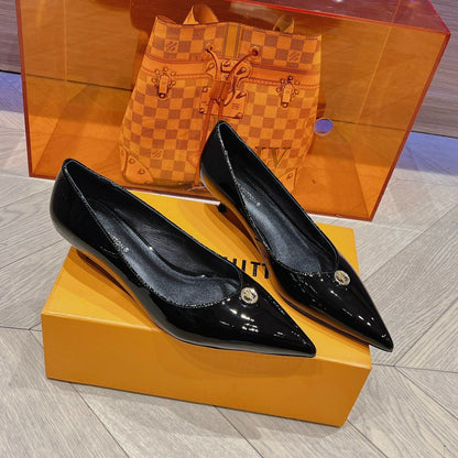 LOUIS VUITTON LV SINGLE LOW HEEL PUMP SHINY BLACK