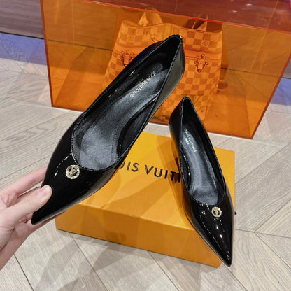 LOUIS VUITTON LV SINGLE LOW HEEL PUMP SHINY BLACK
