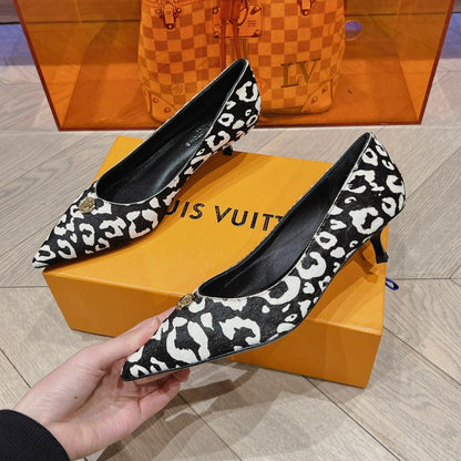 LOUIS VUITTON LV SINGLE LOW HEEL PUMP WHITE LEOPARD