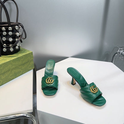 GUCCI SANDALS HIGH-HEELED GREEN
