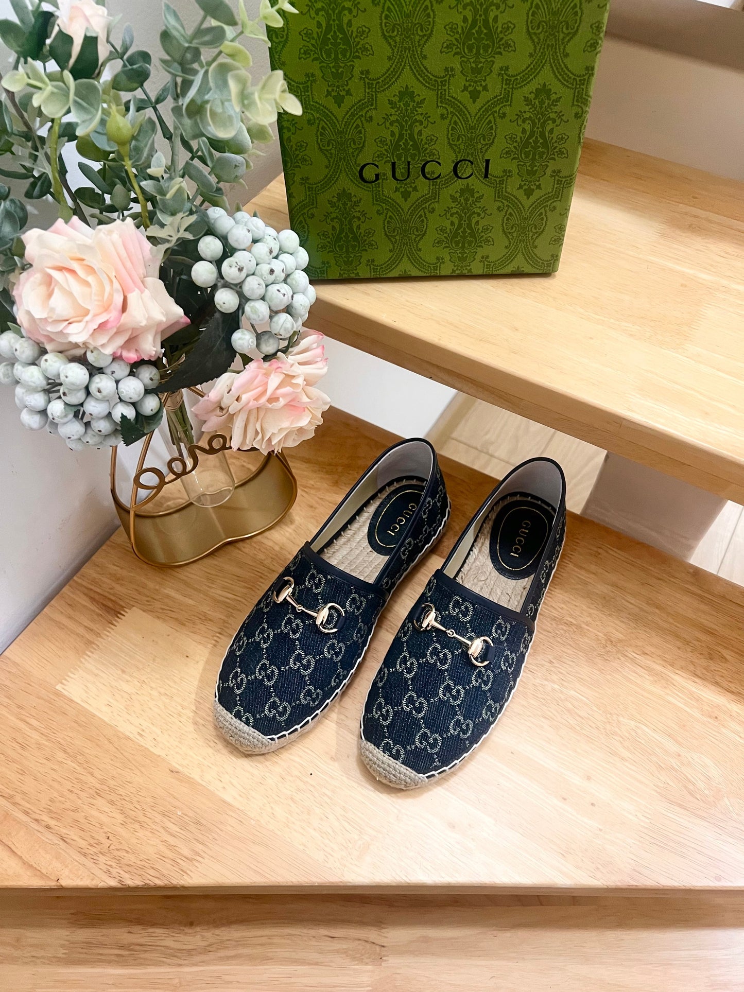 GUCCI WOMEN'S ESPADRILLE WITH HORSEBIT IN NAVY BLUE DENIM