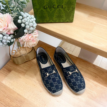 GUCCI WOMEN'S ESPADRILLE WITH HORSEBIT IN NAVY BLUE DENIM