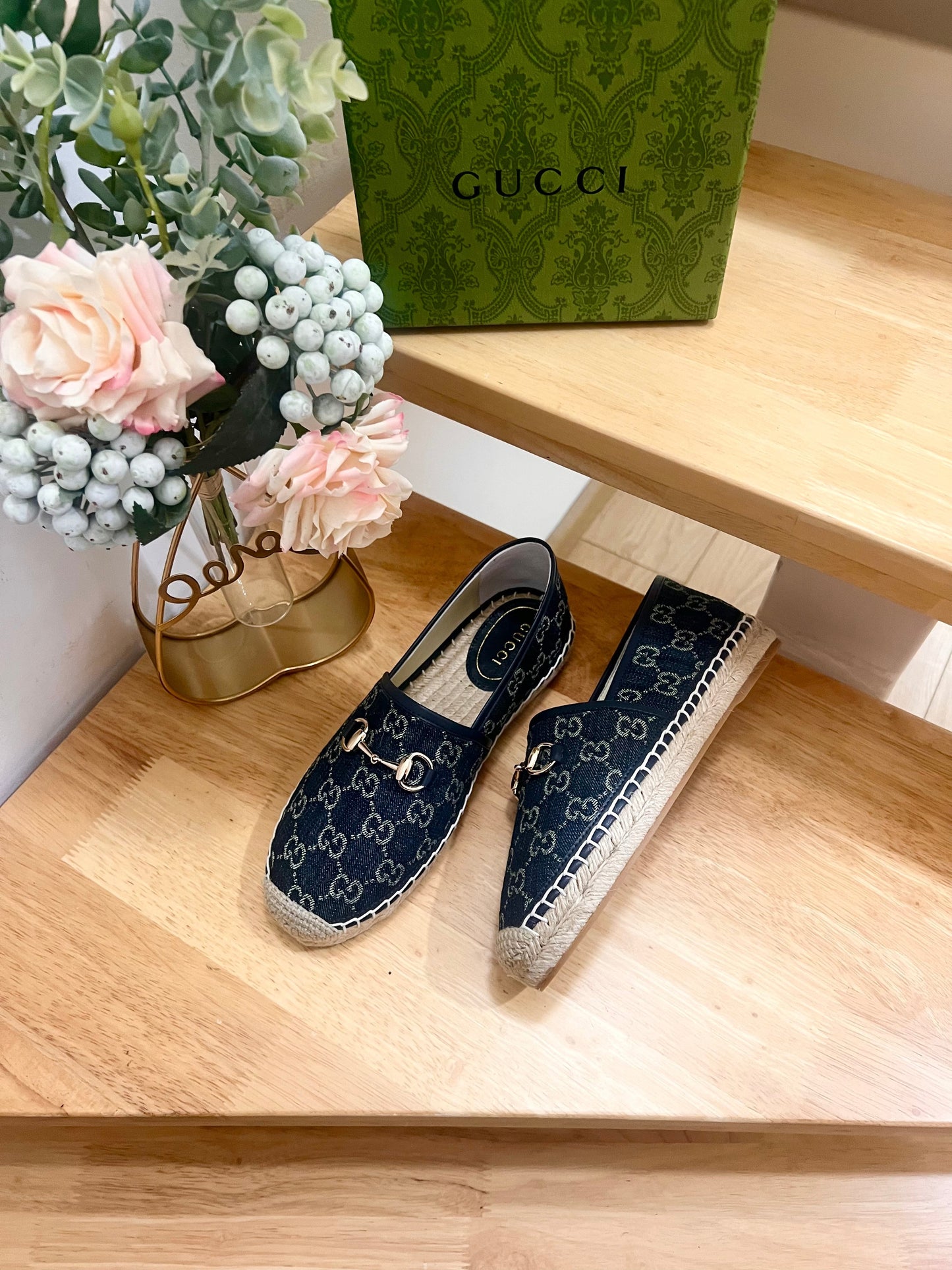GUCCI WOMEN'S ESPADRILLE WITH HORSEBIT IN NAVY BLUE DENIM