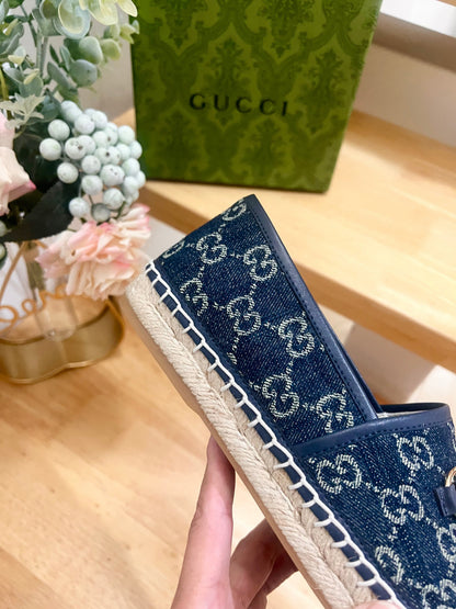 GUCCI WOMEN'S ESPADRILLE WITH HORSEBIT IN NAVY BLUE DENIM
