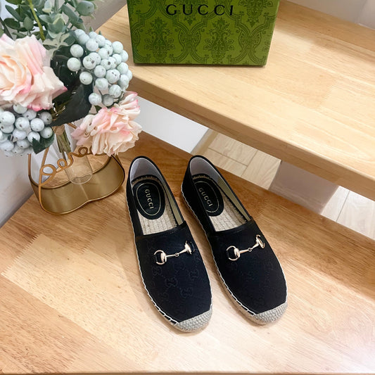 GUCCI WOMEN'S ESPADRILLE WITH HORSEBIT IN BLACK CANVAS