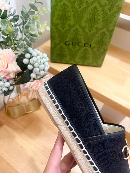 GUCCI WOMEN'S ESPADRILLE WITH HORSEBIT IN BLACK CANVAS