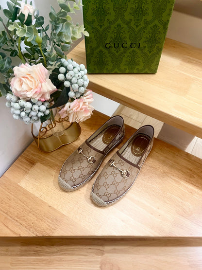 GUCCI WOMEN'S ESPADRILLE WITH HORSEBIT IN BEIGE CANVAS