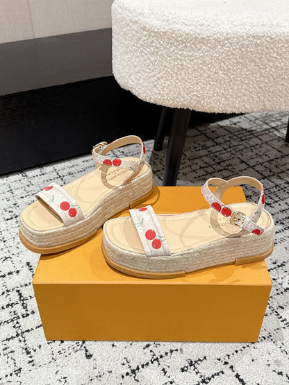 LOUIS VUITTON LV PLATFORM ESPADRILLE SANDALS 25S IN NUDE DENIM