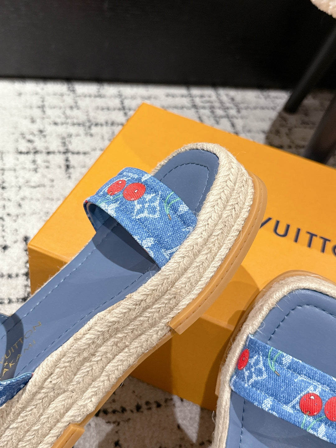 LOUIS VUITTON LV PLATFORM ESPADRILLE SANDALS 25S IN BLUE DENIM