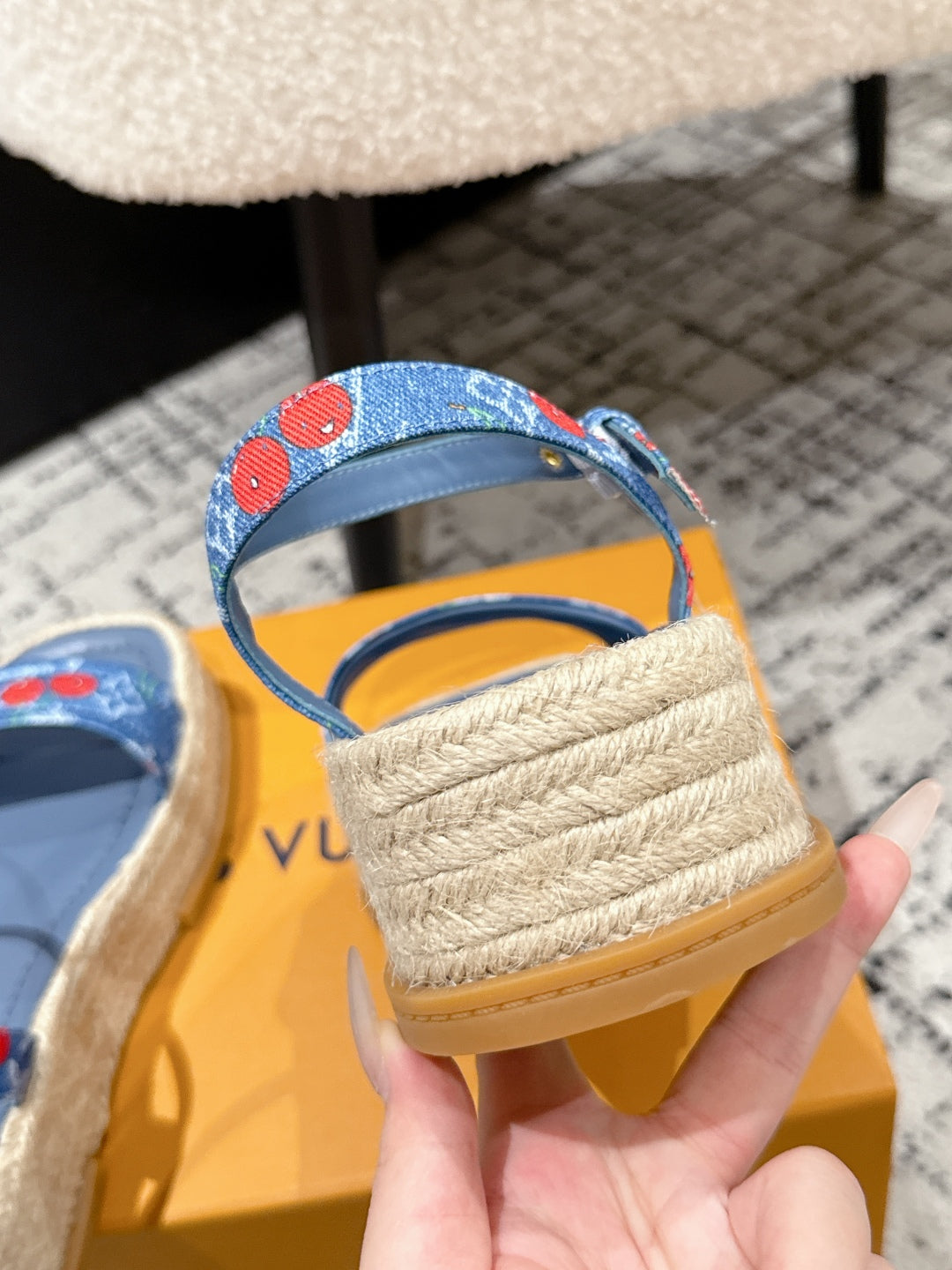LOUIS VUITTON LV PLATFORM ESPADRILLE SANDALS 25S IN BLUE DENIM