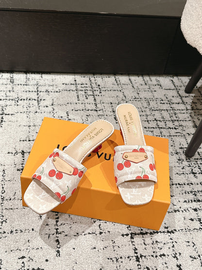 LOUIS VUITTON LV CHERRY HIGH HEELS 25S 55 MM IN NUDE DENIM STYLE 9