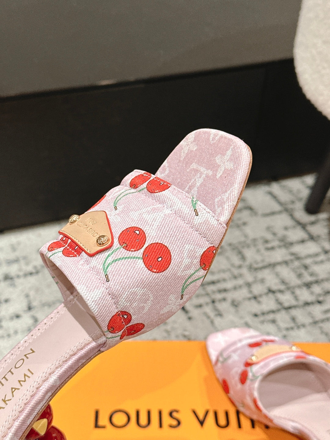 LOUIS VUITTON LV CHERRY HIGH HEELS 25S 55 MM IN LIGHT PINK DENIM STYLE 8