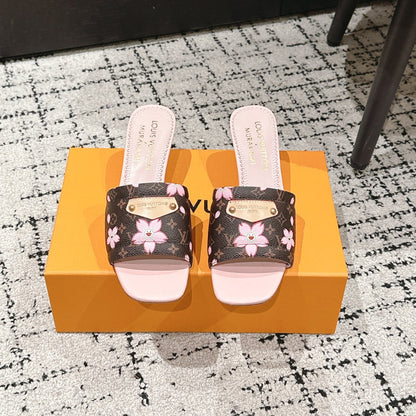 LOUIS VUITTON LV CHERRY HIGH HEELS 25S 55 MM IN DARK BROWN AND LIGHT PINK CALFSKIN STYLE 2