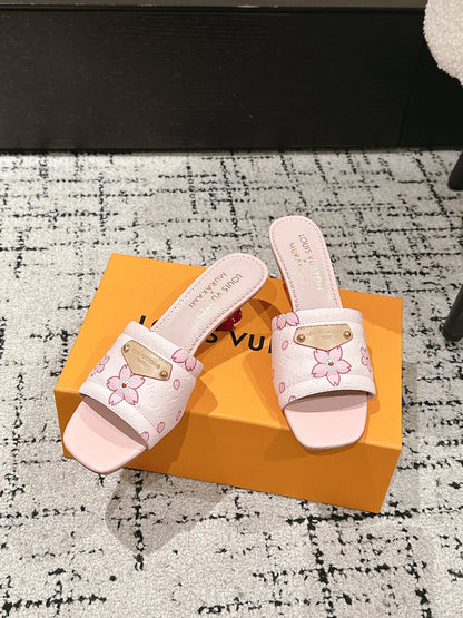 LOUIS VUITTON LV CHERRY HIGH HEELS 25S 55 MM IN LIGHT PINK CALFSKIN STYLE 1