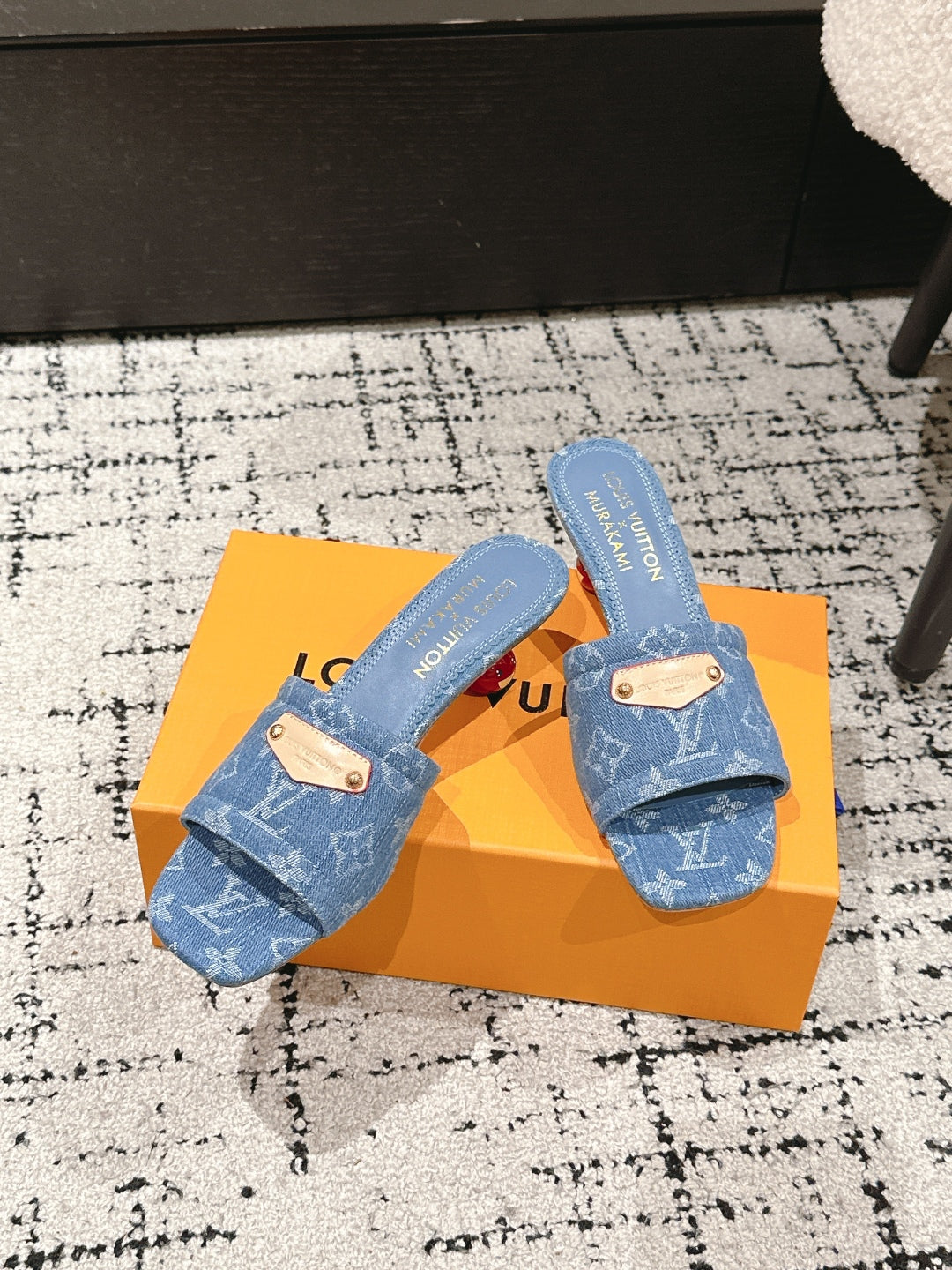 LOUIS VUITTON LV CHERRY HIGH HEELS 25S 55 MM IN BLUE DENIM STYLE 5