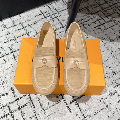 LOUIS VUITTON LV LOAFER 25S IN BEIGE SUEDE AND CALFSKIN