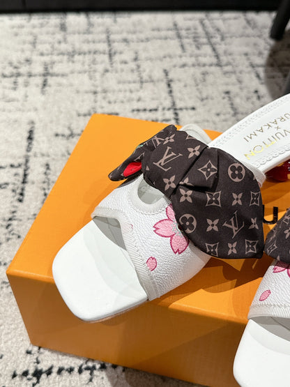 LOUIS VUITTON LV CHERRY HIGH HEELS 25S IN WHITE CALFSKIN WITH BOW STYLE 15