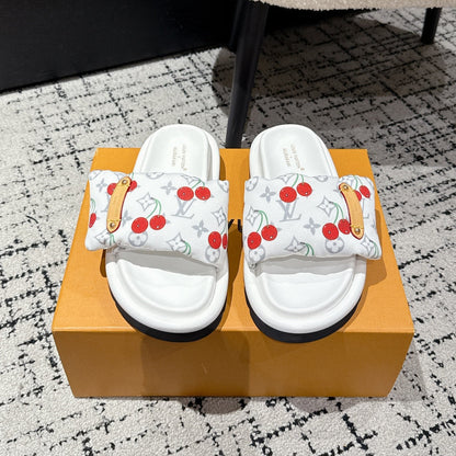LOUIS VUITTON LV MIAMI-STYLE SANDALS 25S IN WHITE FABRIC AND CALFSKIN
