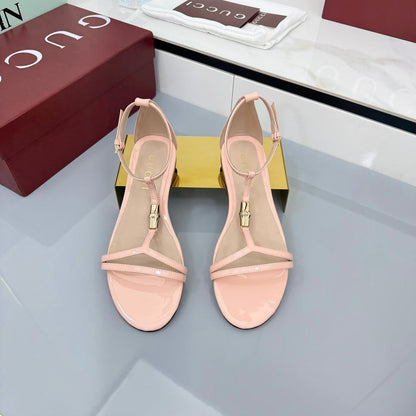 GUCCI THONG SANDALS 25S IN LIGHT PINK LAMBSKIN WITH GOLD HARDWARE