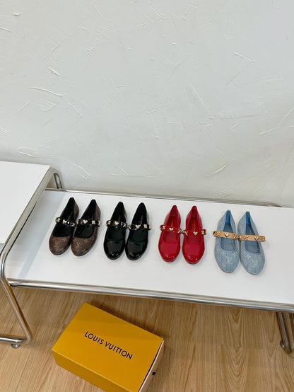 LOUIS VUITTON ROMY FLAT BALLERINA IN RUBY RED PATENT CALFSKIN