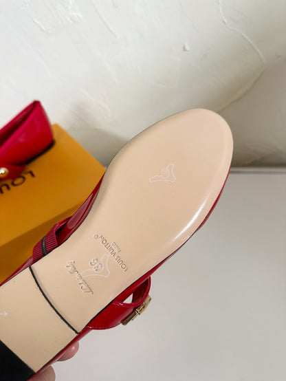 LOUIS VUITTON ROMY FLAT BALLERINA IN RUBY RED PATENT CALFSKIN