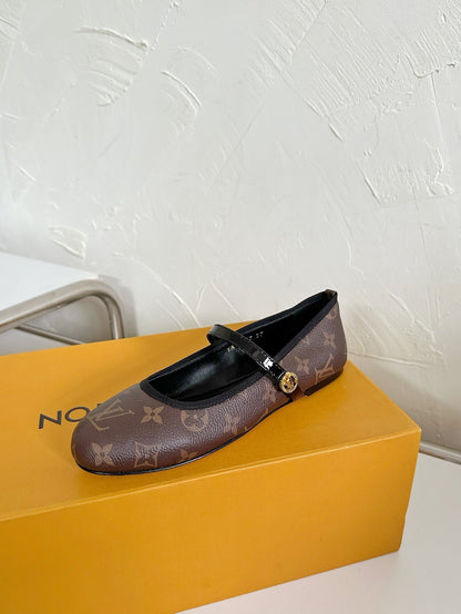 LOUIS VUITTON ROMY FLAT BALLERINA IN BROWN MONOGRAM CALFSKIN