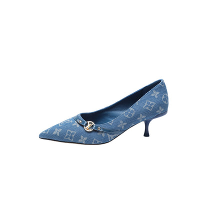 LOUIS VUITTON 6AM HIGH HEELS 55 MM IN CLASSIC BLUE MONOGRAM DENIM