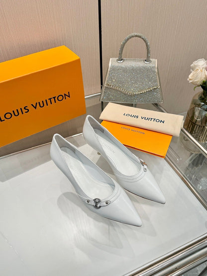 LOUIS VUITTON 6AM HIGH HEELS 55 MM IN WHITE LAMBSKIN