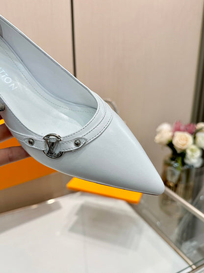 LOUIS VUITTON 6AM HIGH HEELS 55 MM IN WHITE LAMBSKIN