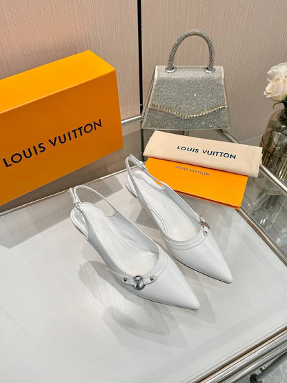 LOUIS VUITTON 6AM SLINGBACK HIGH HEELS 55 MM IN WHITE LAMBSKIN