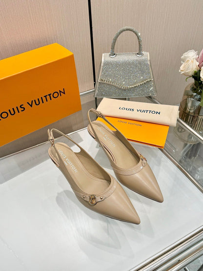 LOUIS VUITTON 6AM SLINGBACK HIGH HEELS 55 MM IN TAN BEIGE LAMBSKIN